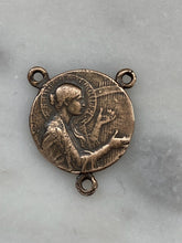Load image into Gallery viewer, Saint Cecilia Rosary Centerpiece - Bronze or Sterling Silver - Antique Reproduction 1075C CeCeAgnes Rosary Parts
