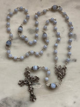 Load image into Gallery viewer, Blue Lace Agate Rosary - All Sterling Silver - Gemstones - Reproductions of Antique Medals CeCeAgnes
