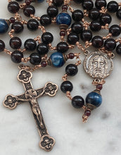 Load image into Gallery viewer, Holy Face of Jesus Rosary - Garnet and Kyanite Gemstones and Solid Bronze - Angels Crucifix CeCeAgnes
