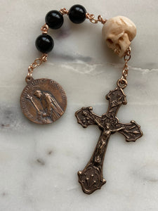 Memento Mori Three Hail Mary Chaplet - Saint Catherine of Siena - Dominic - Onyx and Bronze