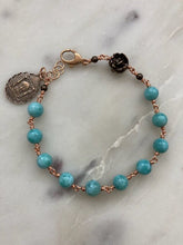 Load image into Gallery viewer, Holy Face of Jesus Bronze Rosary Bracelet - Dominican Larimar
