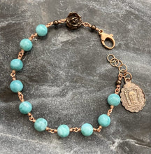 Load image into Gallery viewer, Holy Face of Jesus Bronze Rosary Bracelet - Dominican Larimar
