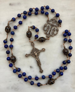 Large Lapis and Bronze Rosary - Renaissance - Wire-wrapped CeCeAgnes