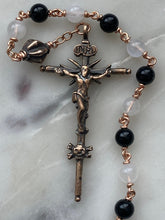 Load image into Gallery viewer, Saint Catherine Rosary: Onyx, Moonstone, Bronze Dominican Tenner
