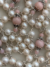 Load image into Gallery viewer, Heirloom Rosary - Sterling Silver - Freshwater Pearl - Pink Opal
