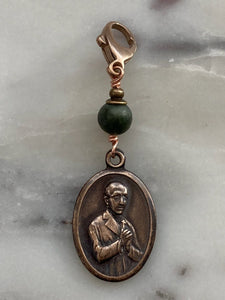 Bag Charm Matt Talbot Irish Zipper Pull - Bronze and Connemara Marble