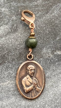 Load image into Gallery viewer, Bag Charm Matt Talbot Irish Zipper Pull - Bronze and Connemara Marble
