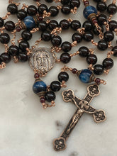 Load image into Gallery viewer, Holy Face of Jesus Rosary - Garnet and Kyanite Gemstones and Solid Bronze - Angels Crucifix CeCeAgnes
