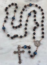 Load image into Gallery viewer, Holy Face of Jesus Rosary - Garnet and Kyanite Gemstones and Solid Bronze - Angels Crucifix CeCeAgnes
