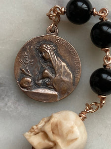 Memento Mori Three Hail Mary Chaplet - Saint Catherine of Siena - Dominic - Onyx and Bronze