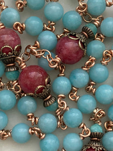 Amazonite Gemstone Rosary - Bronze