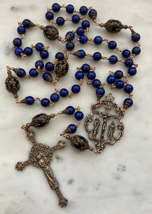 Large Lapis and Bronze Rosary - Renaissance - Wire-wrapped CeCeAgnes