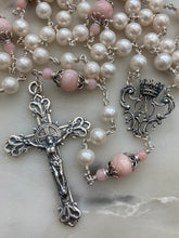 Load image into Gallery viewer, Heirloom Rosary - Sterling Silver - Freshwater Pearl - Pink Opal
