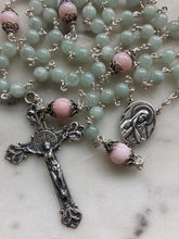 Load image into Gallery viewer, Heirloom Rosary - Sterling Silver - Jade - Pink Opal
