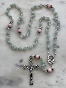 Heirloom Rosary - Sterling Silver - Jade - Pink Opal