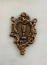 Load image into Gallery viewer, Rosary Center - Eucharist - Bronze or Sterling Silver - Antique Reproduction 572 CeCeAgnes Rosary Parts
