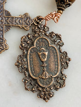 Load image into Gallery viewer, Blessed Sacrament Single Decade Rosary - Blue Tiger eye and Bronze  - Tenner CeCeAgnes
