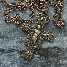 Load image into Gallery viewer, San Damiano Crucifix Solid Bronze Necklace - Saint Francis
