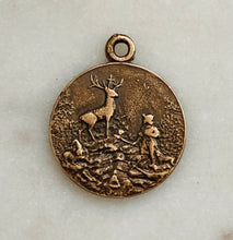 Load image into Gallery viewer, Medal - Saint Hubert - Bronze or Sterling Silver - Antique Reproduction 824 CeCeAgnes Rosary Parts
