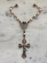 Load image into Gallery viewer, Auto Rosary - Freshwater Pearl and Bronze - One Decade Rosary - Car Rosary CeCeAgnes
