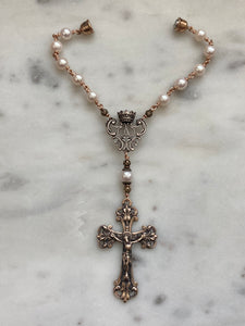 Auto Rosary - Freshwater Pearl and Bronze - One Decade Rosary - Car Rosary CeCeAgnes