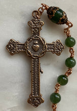 Load image into Gallery viewer, Sacred Heart Miraculous Medal Pocket Rosary - Jade - Single Decade Bronze Tenner
