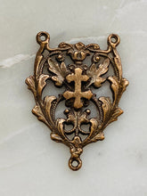 Load image into Gallery viewer, Cross of Lorraine Rosary Centerpiece: 1174 Bronze Antique Reproduction (1 1/4 inch)
