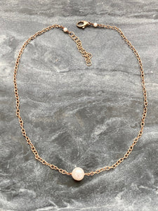 Single Pearl and Bronze Necklace