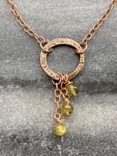 Load image into Gallery viewer, Three Peridot Beads Necklace  - Solid  Bronze
