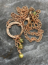 Load image into Gallery viewer, Three Peridot Beads Necklace  - Solid  Bronze
