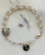 Load image into Gallery viewer, Beautiful All Sterling Moonstone Wire-wrapped Rosary Bracelet Sterling medals CeCeAgnes
