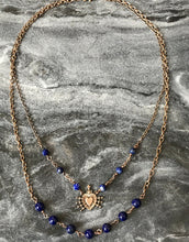 Load image into Gallery viewer, Seven Sorrows Necklace- OL of Sorrows, Lapis Gemstones and Bronze
