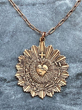 Load image into Gallery viewer, Sacred Heart Catholic Necklace - Solid  Bronze - Large Medallion
