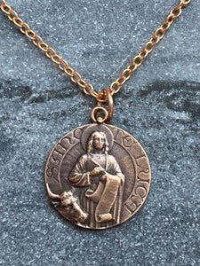 Saint Luke Solid Bronze Necklace