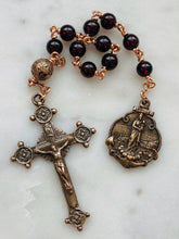 Load image into Gallery viewer, Our Lady of Guard Rosary Tenner - Garnets and Bronze
