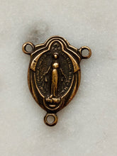 Load image into Gallery viewer, Rosary Center - Miraculous Medal - Bronze or Sterling Silver - Antique Reproduction 247 CeCeAgnes Rosary Parts
