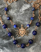 Load image into Gallery viewer, Seven Sorrows Necklace- OL of Sorrows, Lapis Gemstones and Bronze
