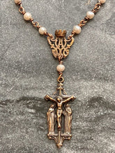 Load image into Gallery viewer, Rosary Necklace - Freshwater Pearl and Bronze
