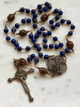 Load image into Gallery viewer, Large Lapis Carnelian and Bronze Rosary - Renaissance - Wire-wrapped CeCeAgnes
