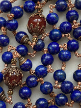 Load image into Gallery viewer, Large Lapis Carnelian and Bronze Rosary - Renaissance - Wire-wrapped CeCeAgnes
