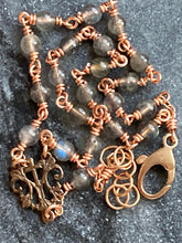 Load image into Gallery viewer, Labradorite Rosary Bracelet - Marian Auspice with Cross Center - Solid Bronze
