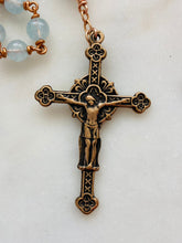 Load image into Gallery viewer, Saint Mark Aquamarine Gemstone Rosary - Bronze Single Decade Rosary
