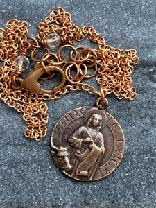 Saint Luke Solid Bronze Necklace