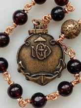 Load image into Gallery viewer, Our Lady of Guard Rosary Tenner - Garnets and Bronze
