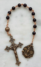 Load image into Gallery viewer, Our Lady of Guard Rosary Tenner - Garnets and Bronze
