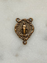 Load image into Gallery viewer, Rosary Center - Miraculous Medal - Bronze  - Antique Reproduction 1205 CeCeAgnes Rosary Parts
