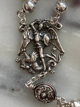 Load image into Gallery viewer, All Sterling Silver Saint Michael Rosary - Spanish Crucifix - Wire-Wrapped
