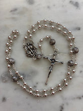 Load image into Gallery viewer, All Sterling Silver Saint Michael Rosary - Spanish Crucifix - Wire-Wrapped
