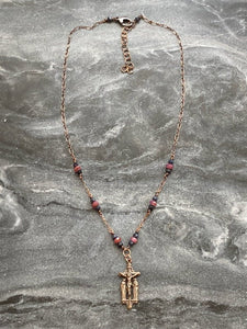 Catholic Crucifixion Necklace - Virgin Mary Saint John Crucifix - Solid  Bronze - Ruby and Sapphire