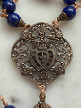 Load image into Gallery viewer, Large Lapis Carnelian and Bronze Rosary - Renaissance - Wire-wrapped CeCeAgnes
